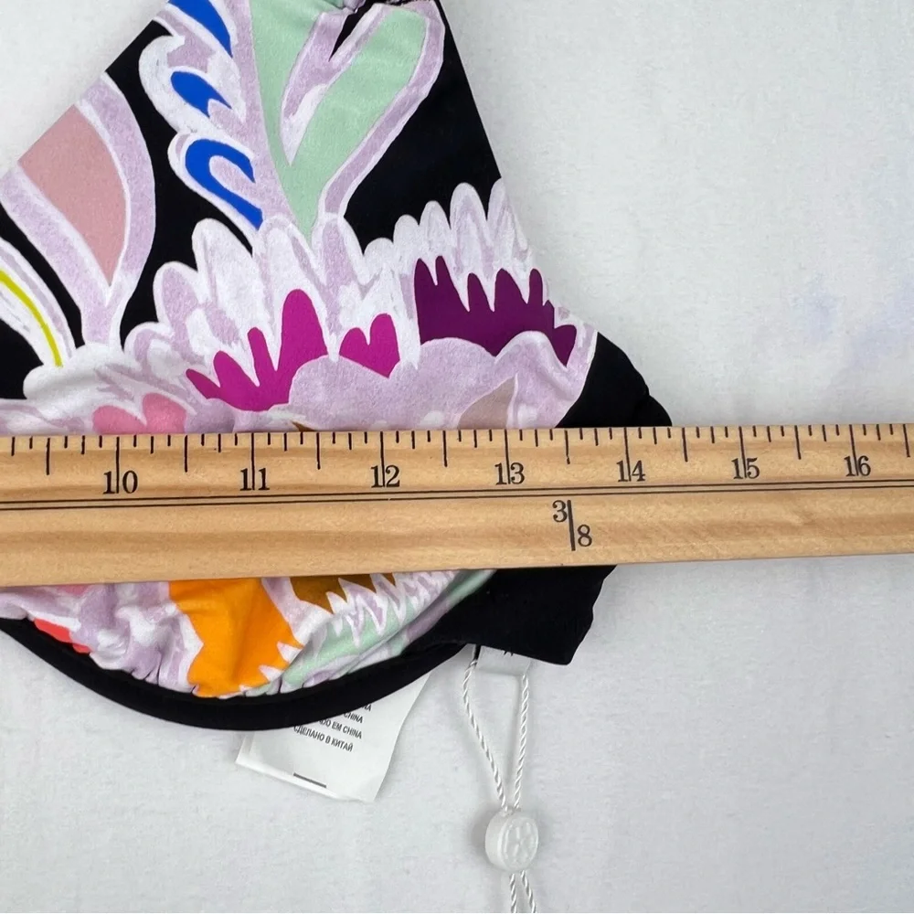 TRINA TURK SEYCHELLES UNDERWIRE TOP 8 Black Floral Colorful Beach Vacation NWT